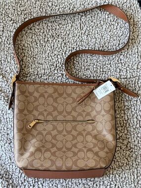🆕 COACH | Val Duffle Bag | Signature Canvas Crossbody | Khaki Saddle